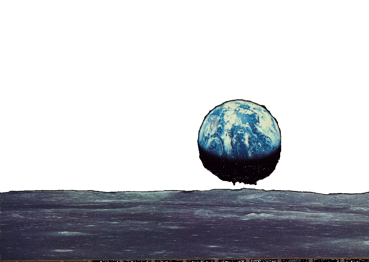 Die Erde geht auf. Zum ersten Mal vom Mond aus fuer menschliche Augen ...